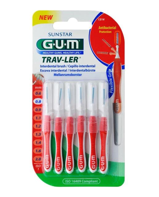 GUM Millitannburstar 0,8mm Rauður 6stk