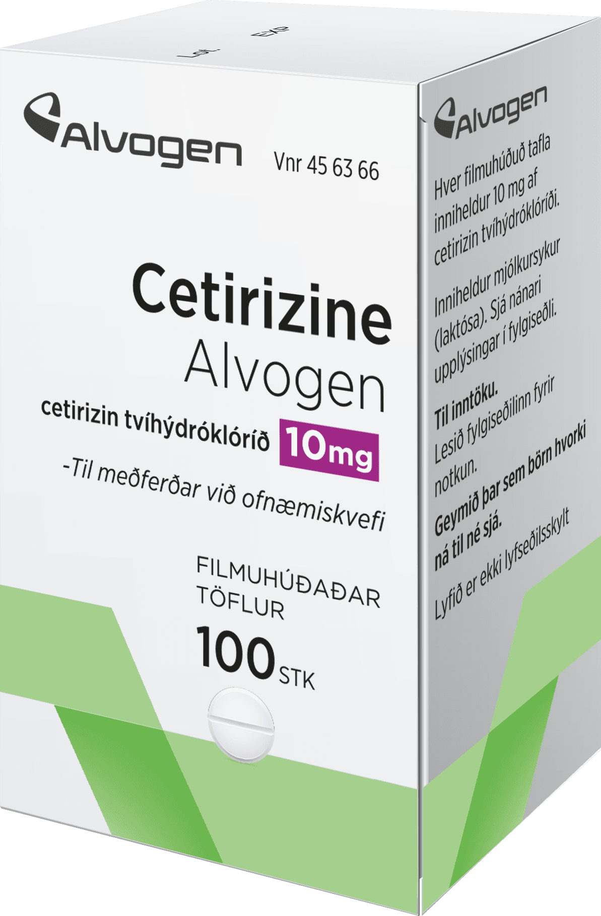 Cetirizine Alvogen, filmhtfl 10 mg 100 stk