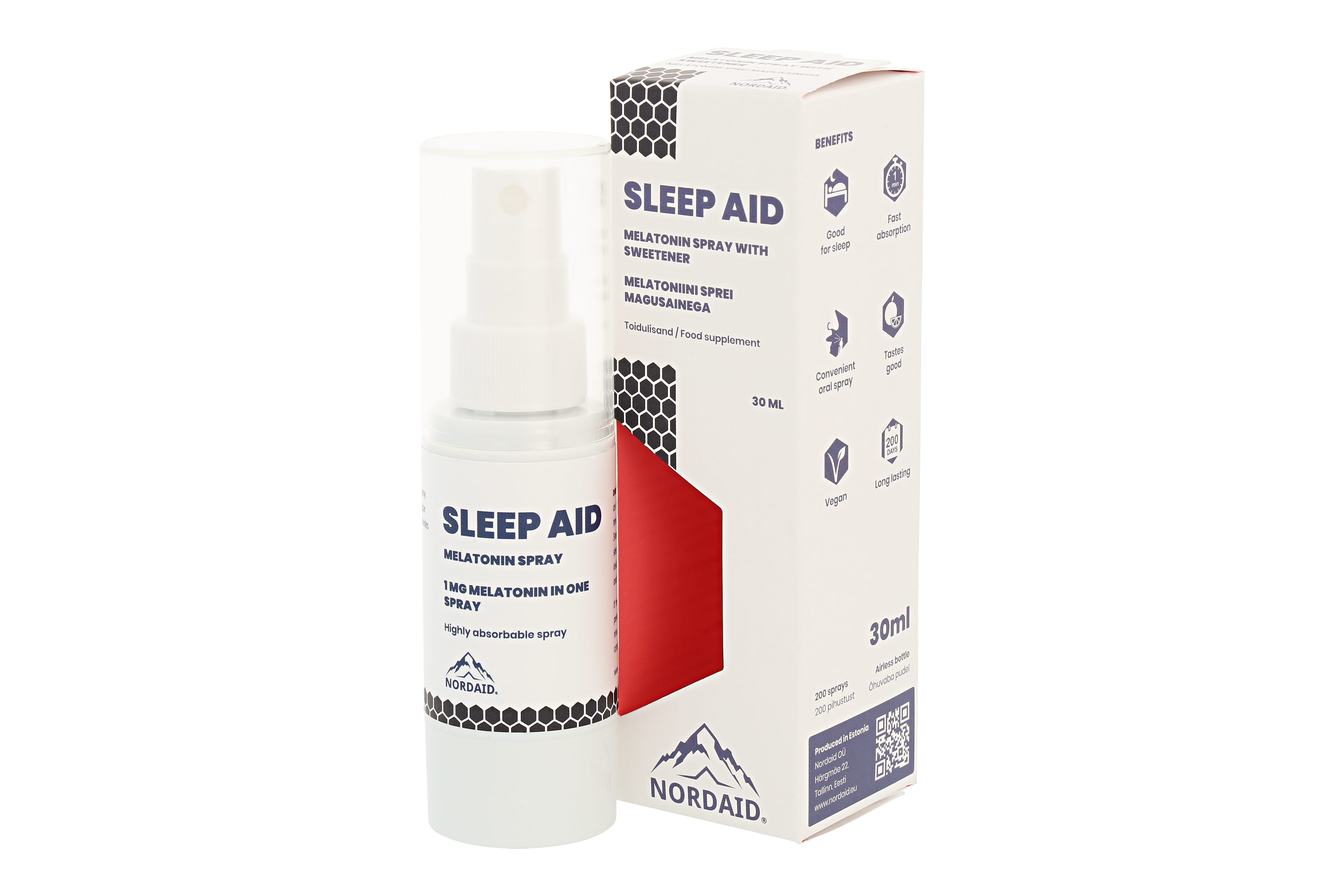 Nordaid Sleep Aid Munnúði Melatónín 1mg 200sk