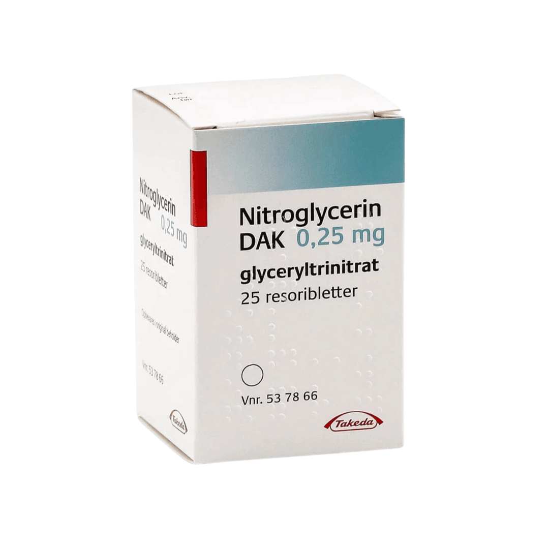 Nitroglyserin DAK tungur.t 0,25 mg 25 stk