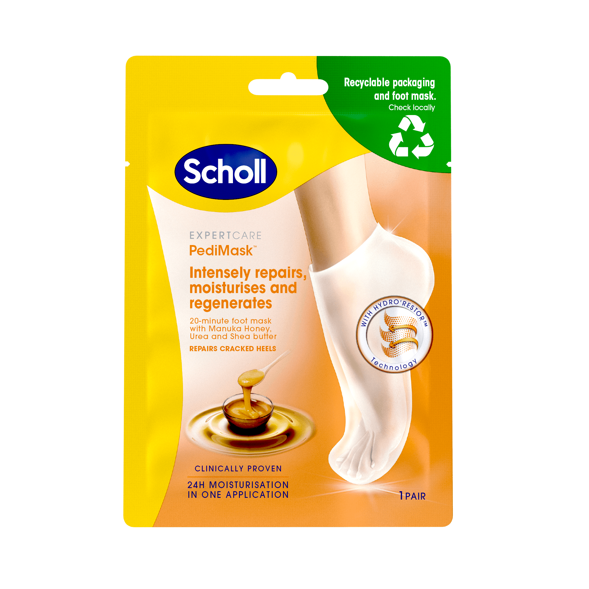 Scholl Manuka Honey fótamaski 1 par í pk