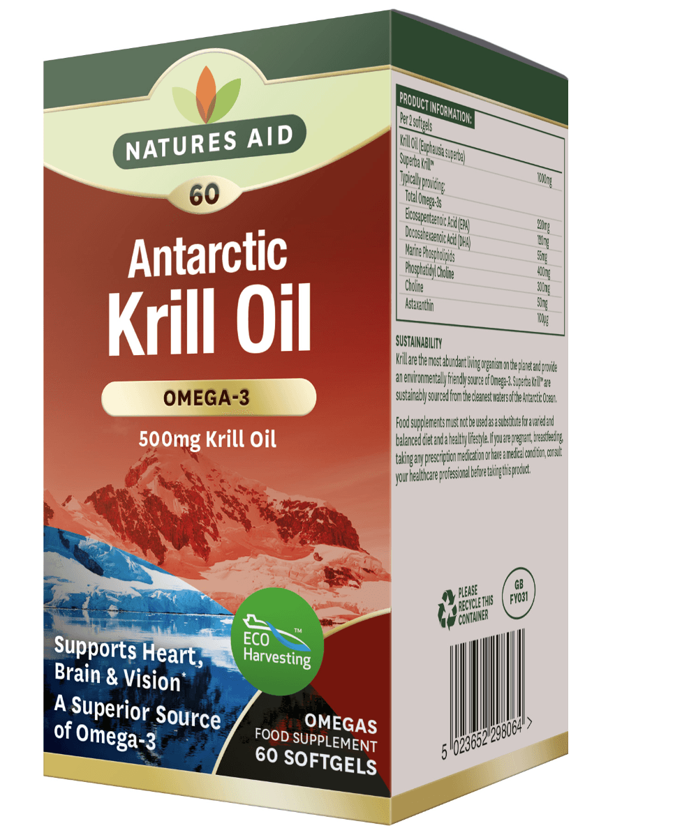 Natures Aid Krill Oil 100% Pure Omega 3 60stk