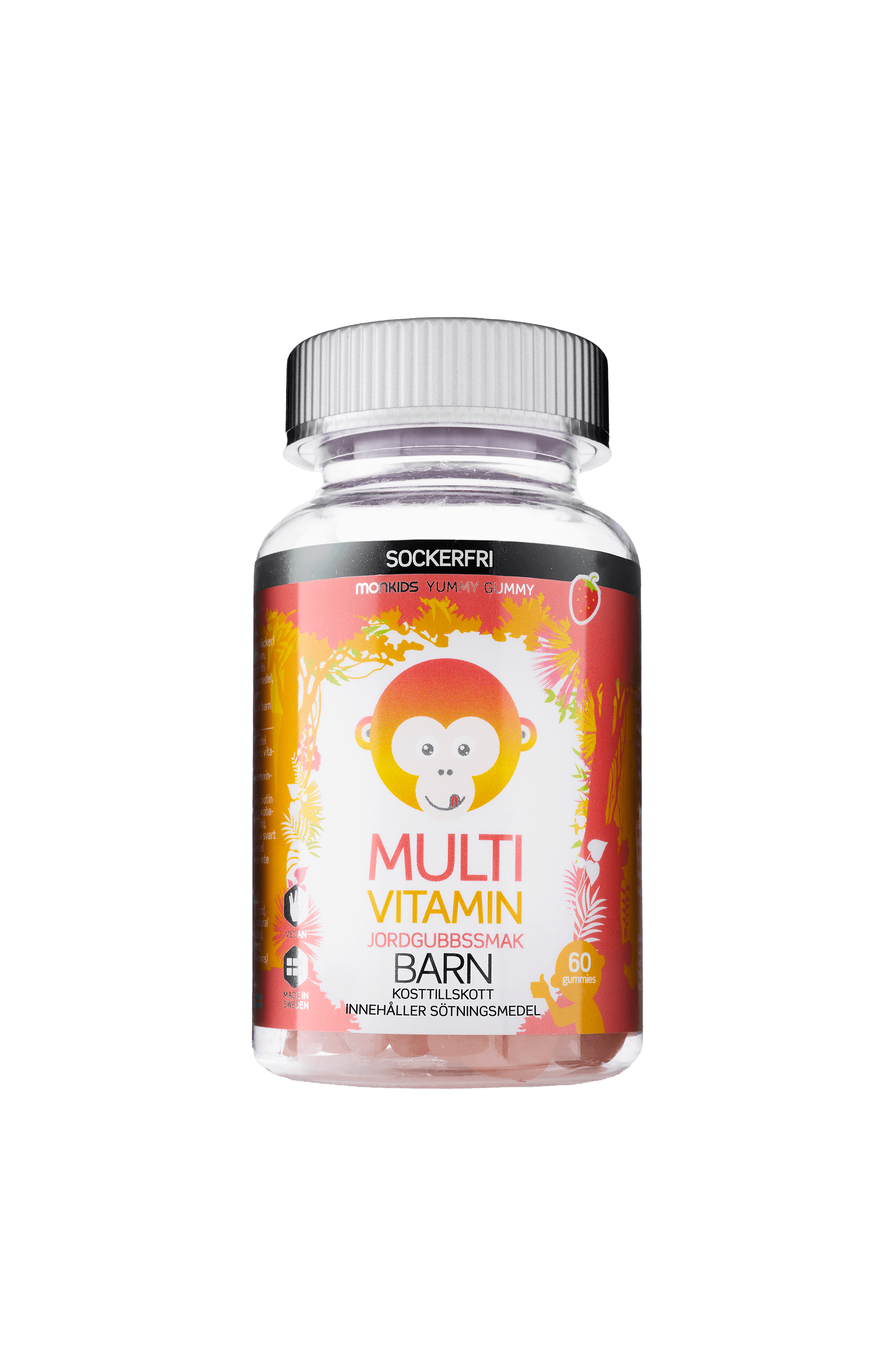 Monkids Fjölvítamín Jarðaberja Sykurlaust 60stk