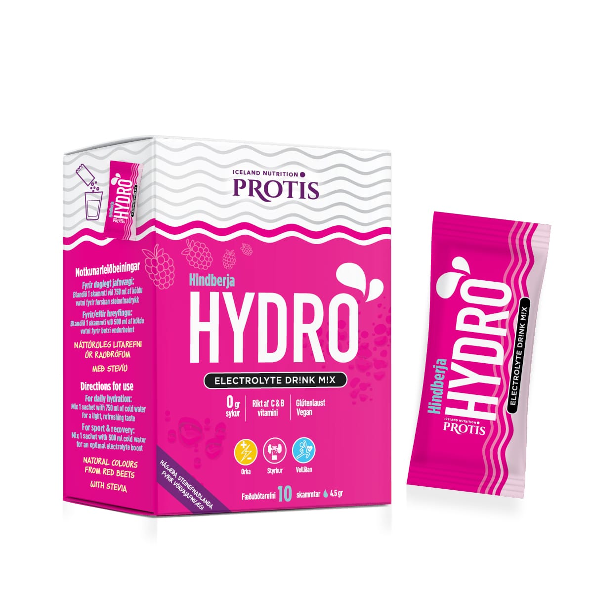 Protis Hydro steinefni Hindberja 10 pokar