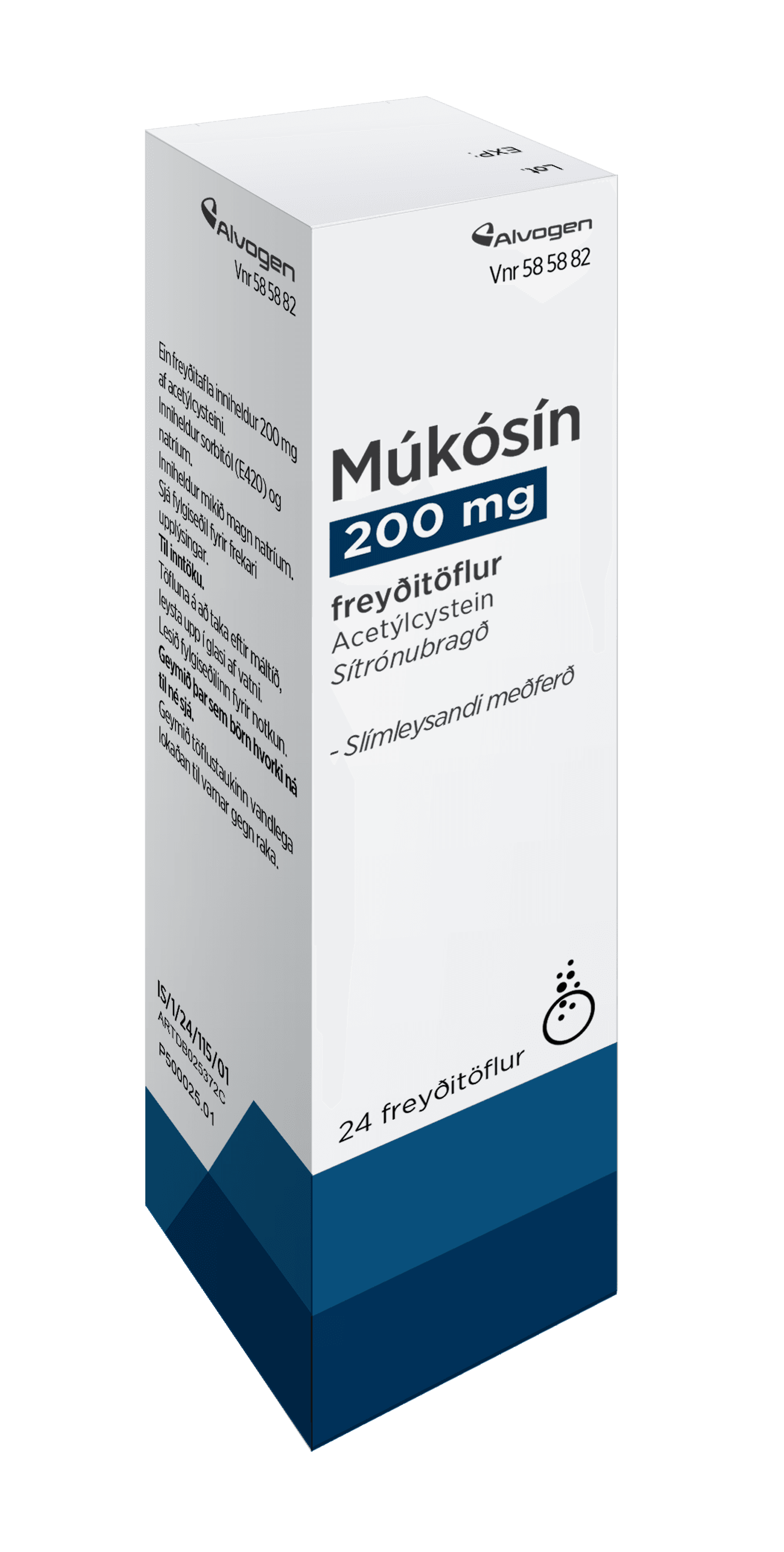Múkósín, freyðit 200 mg 24 stk