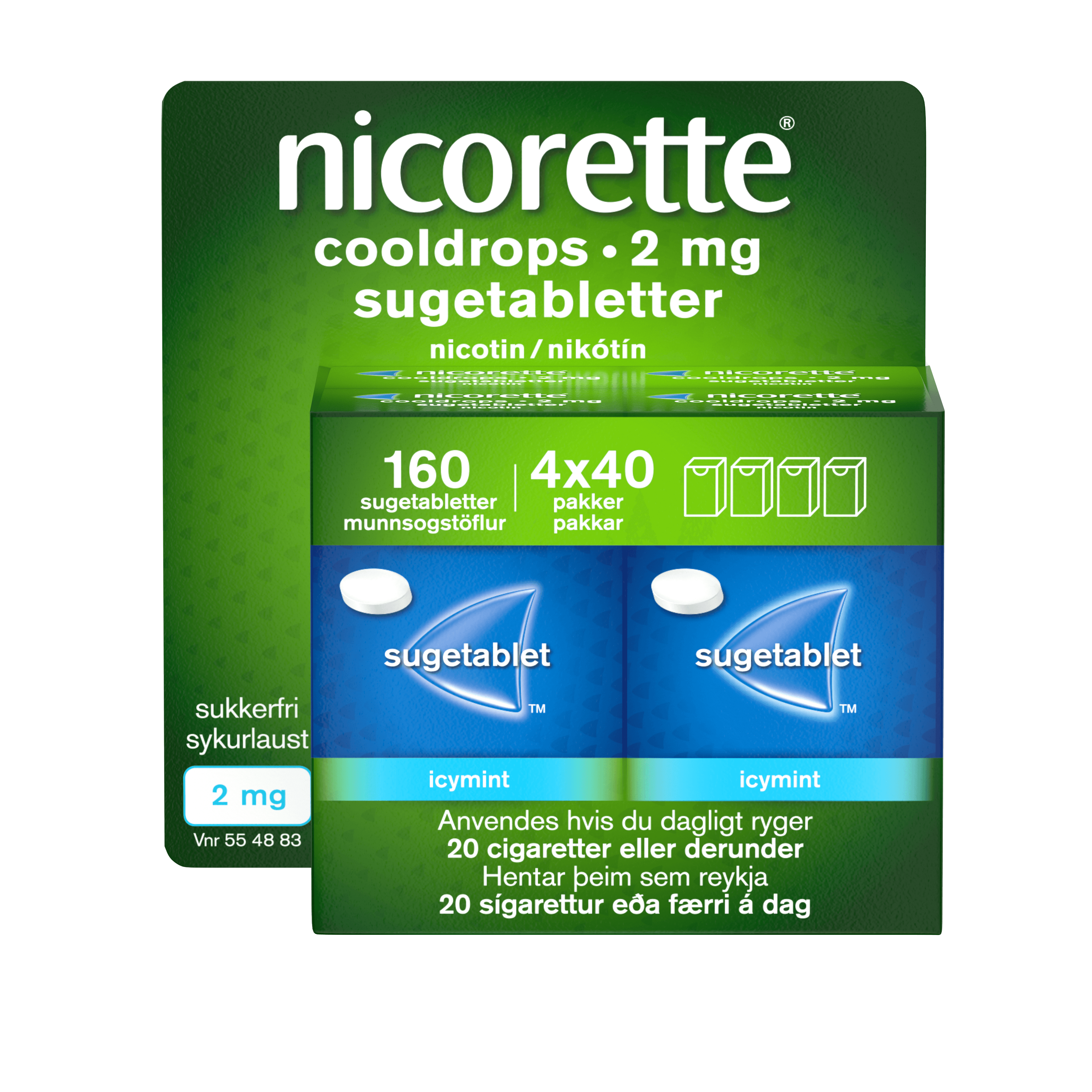 Nicorette Cooldrops munnsogstöflur 2mg 160stk