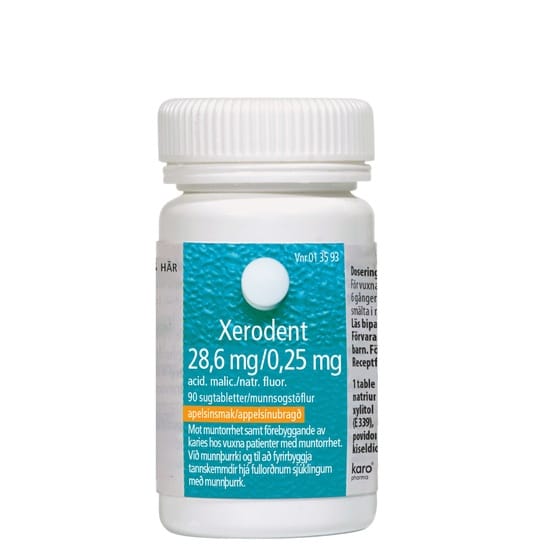 Xerodent+ munnstfl 90 stk 28,6 mg /0,25 mg