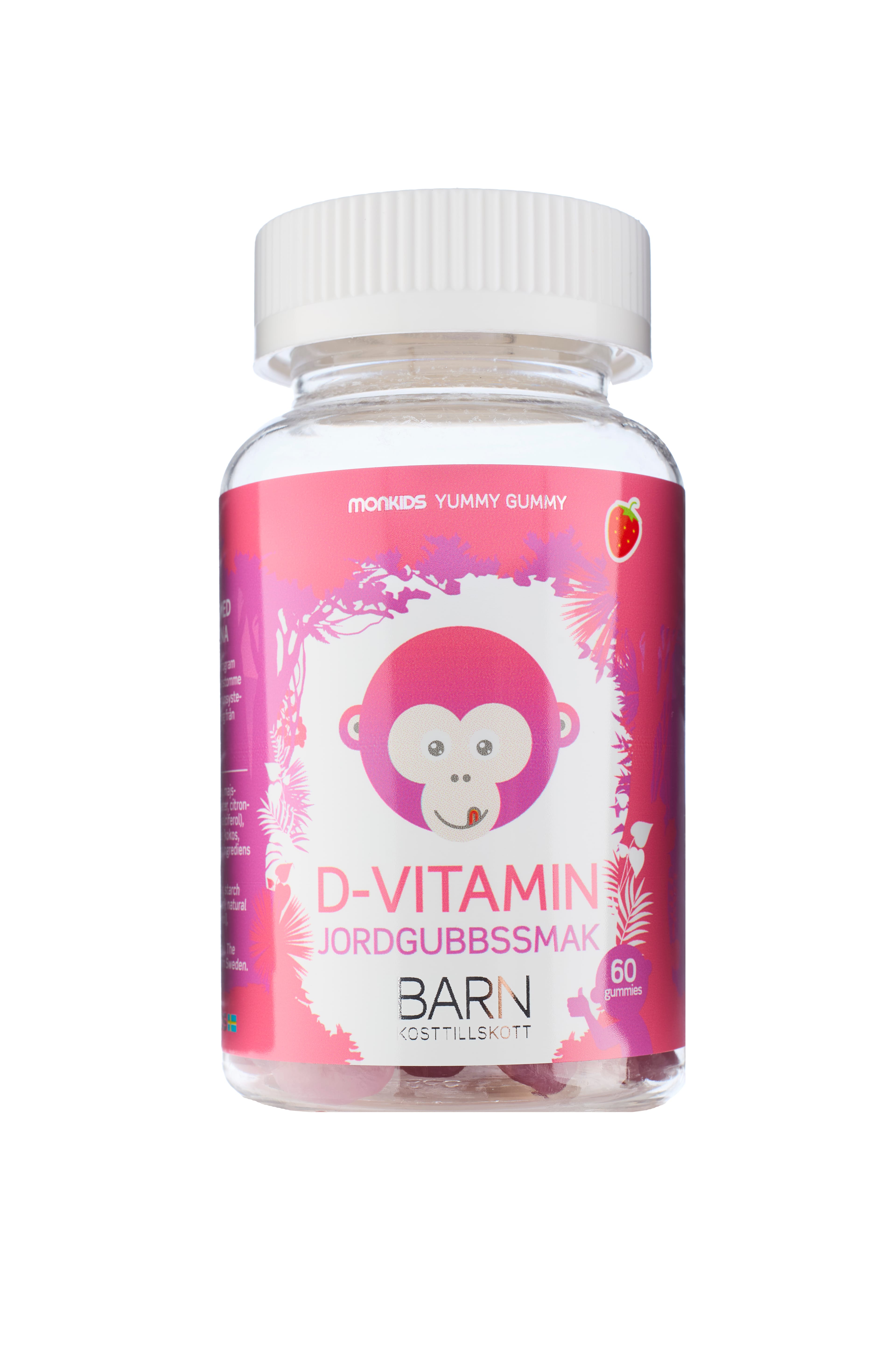 Monkids D-Vítamín með Jarðaberjabragði 60stk